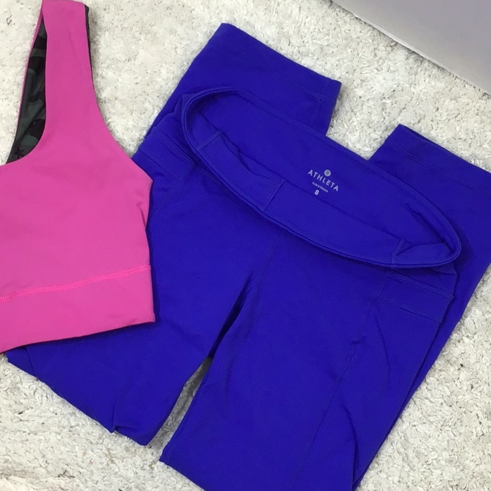 Athleta bright blue cropped leggings S